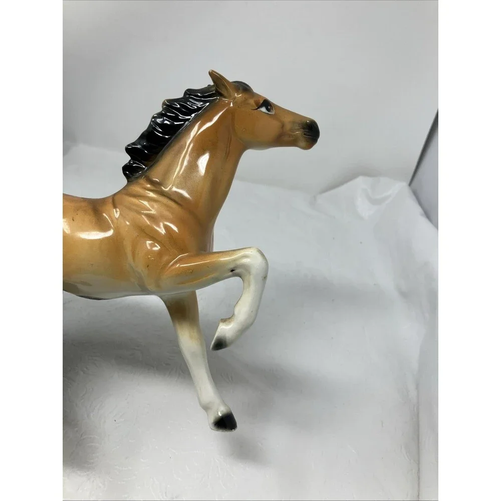 Vintage Wales Japan Ceramic Horse Figurine Porcelain Mustang Equestrian 7“